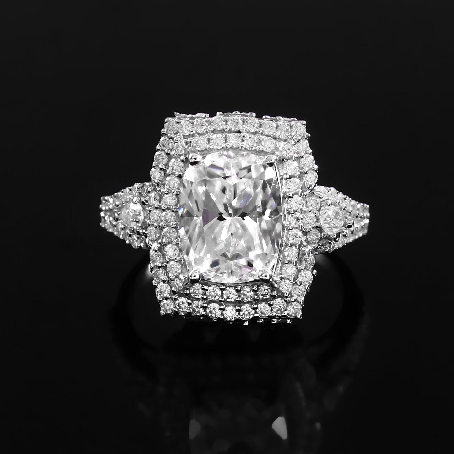 Elongated Cushion Lab Created Diamond Ring with split shank