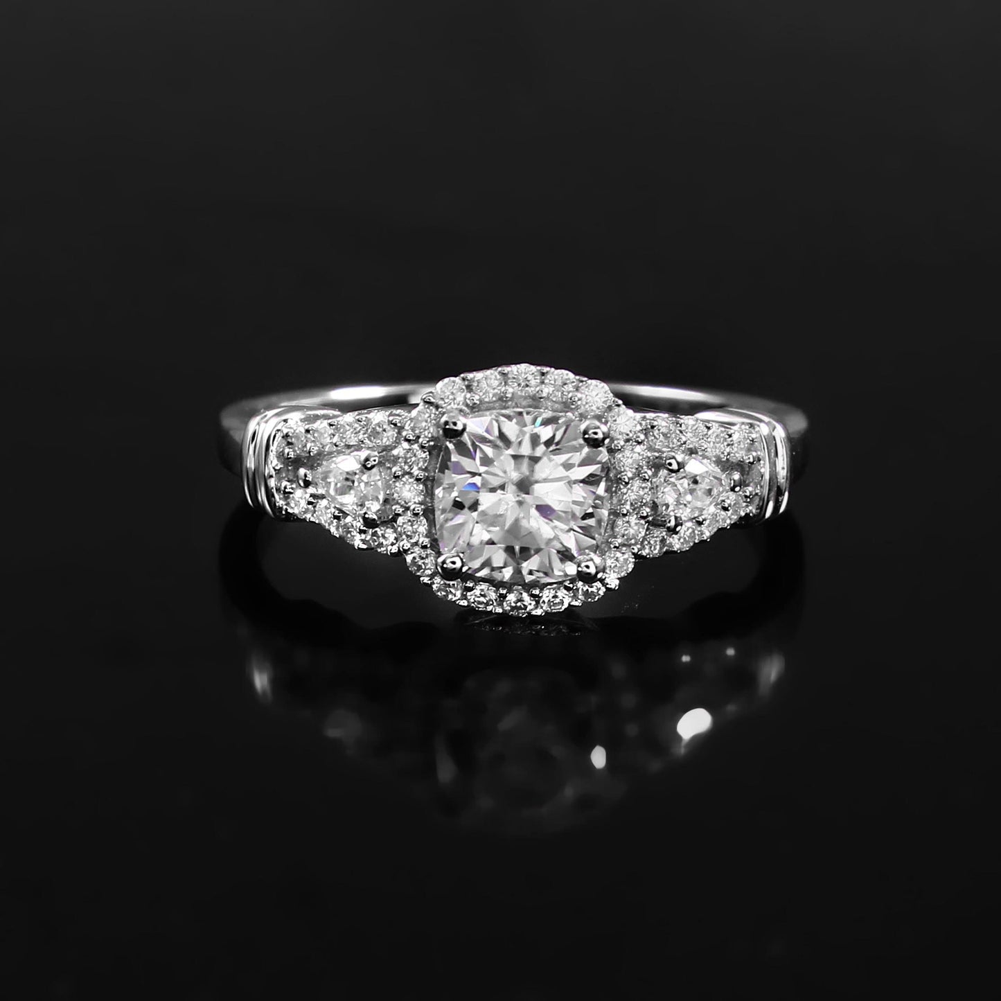 Engagement Cushion Lab Diamond Ring - Solid 10k-14k-18k Gold Ring