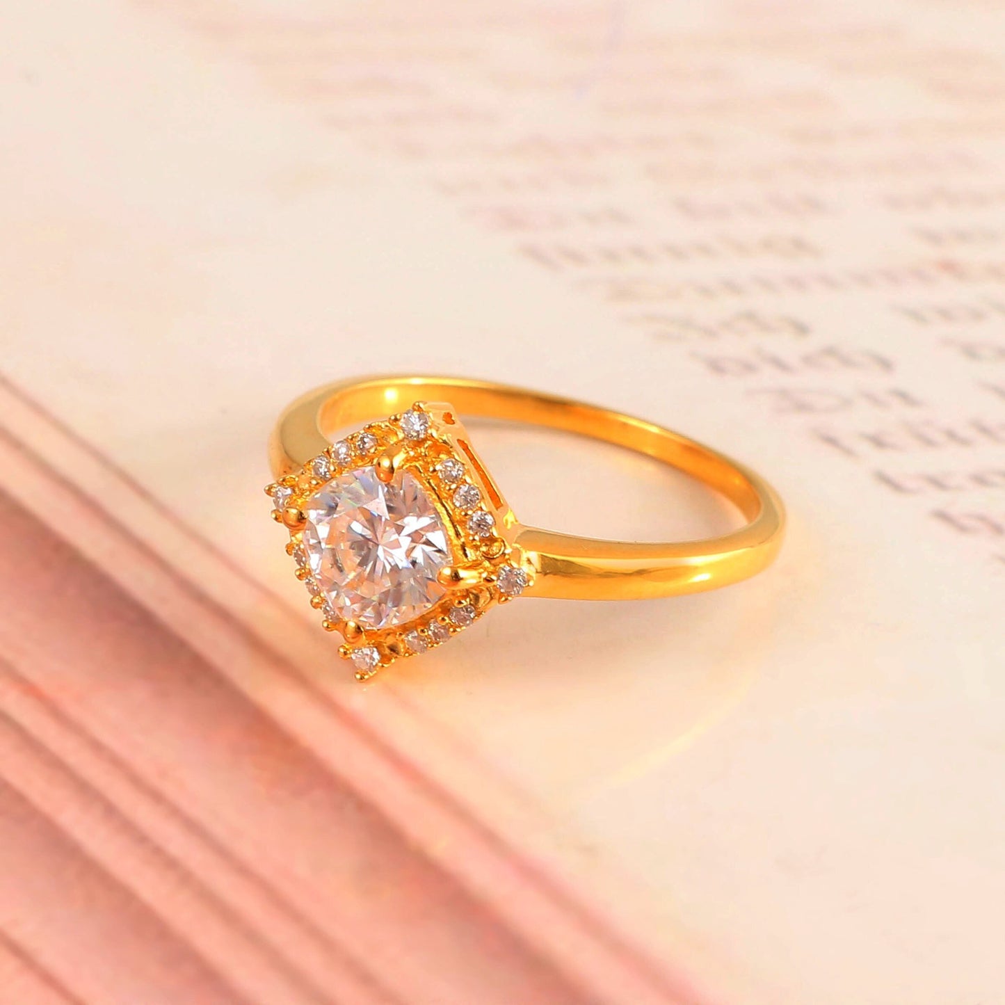 1 carat solitaire Dainty Lab Made Diamond Ring - Solid Gold