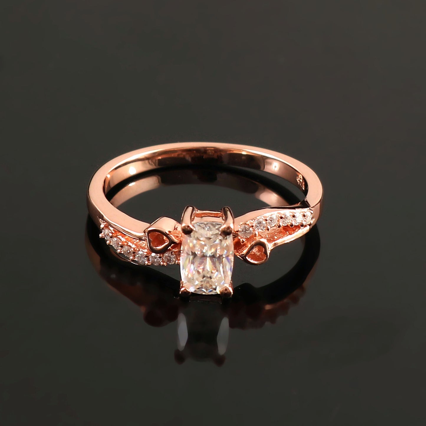 Elongated Cushion Lab diamond solitaire ring