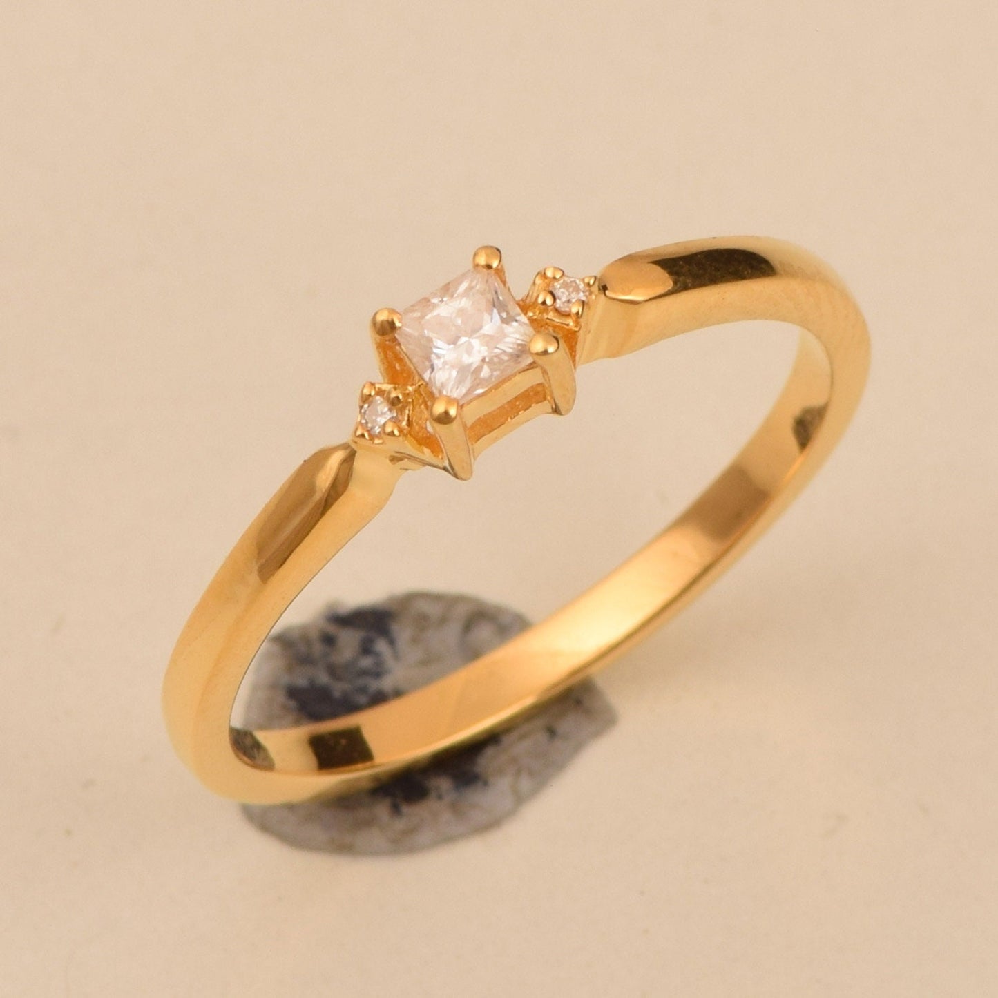 Dainty Moissanite princess cut Gold ring
