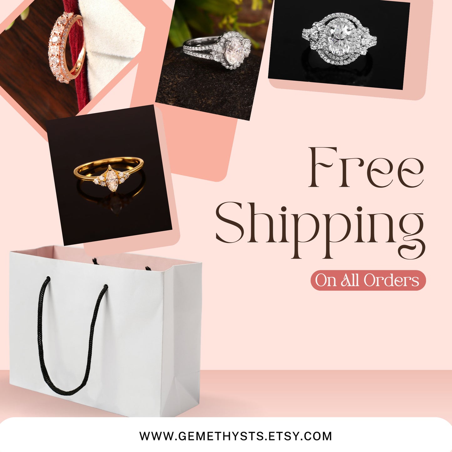 Engagement Cushion Lab Diamond Ring - Solid 10k-14k-18k Gold Ring