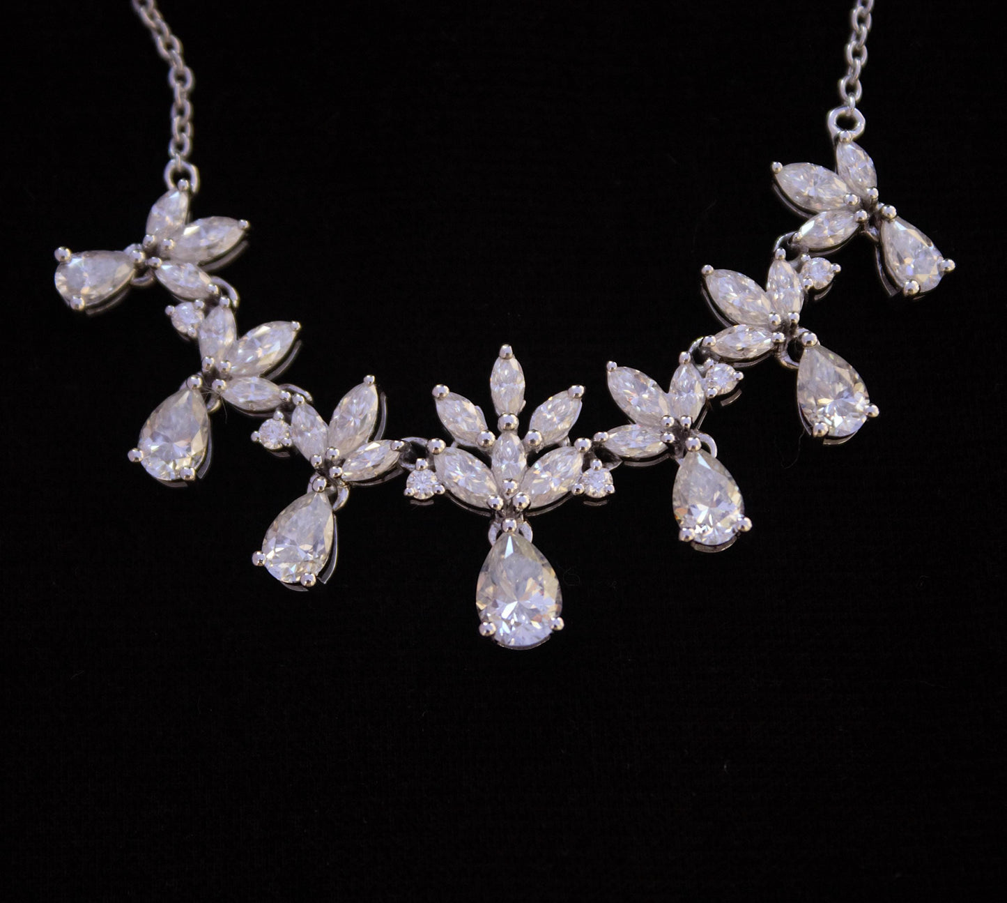 Moissanite 925 Sterling Silver Chain Necklace, Handmade Pear Drop Necklace For Women, Minimalist Marquise Cut Necklace, Wedding Gift for Her