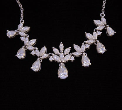 Moissanite 925 Sterling Silver Chain Necklace, Handmade Pear Drop Necklace For Women, Minimalist Marquise Cut Necklace, Wedding Gift for Her