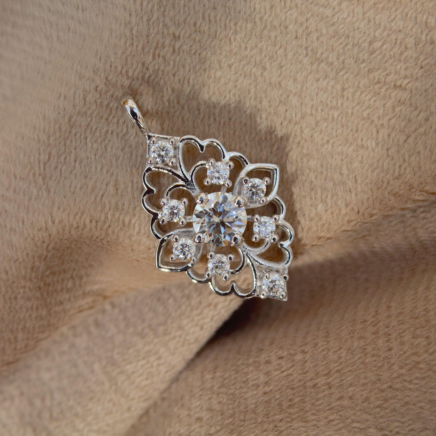 Moissanite 925 Sterling Silver Designer Pendant, Moissanite Jewelry For Her, Minimalist Charm Pendant, Tiny Pendant, Wedding Gift for Bride