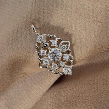 Moissanite 925 Sterling Silver Designer Pendant, Moissanite Jewelry For Her, Minimalist Charm Pendant, Tiny Pendant, Wedding Gift for Bride