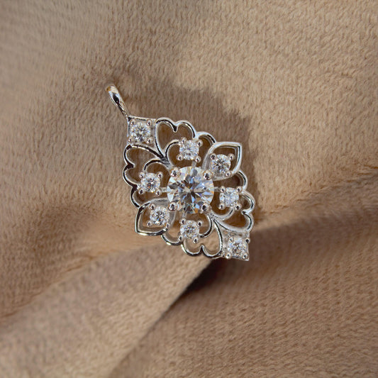 Moissanite 925 Sterling Silver Designer Pendant, Moissanite Jewelry For Her, Minimalist Charm Pendant, Tiny Pendant, Wedding Gift for Bride