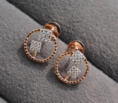 Natural Diamond Gold Earrings With Necklace, 18K Solid Real Gold Diamond Jewelry Set, Minimalist Diamond Jewelry For Valentines Day Gift