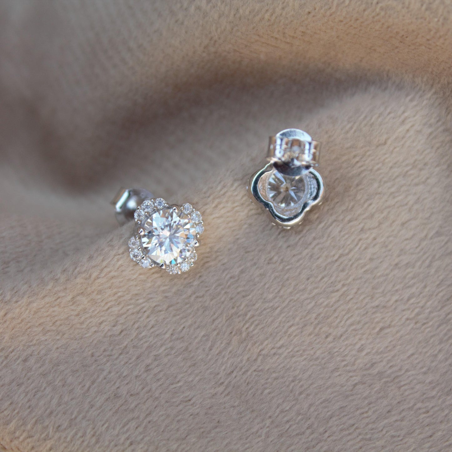 Round Cut Moissanite Stud Earrings, Minimalist Silver Stud Earrings, Dainty Silver Earrings, 925 Sterling Silver Studs, Anniversary Gift