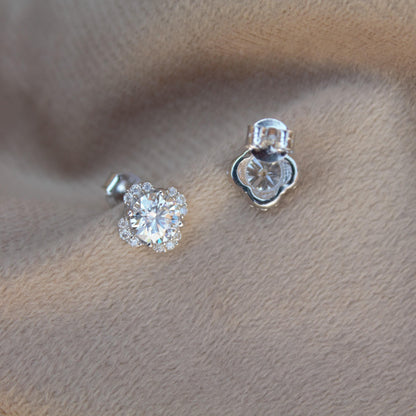 Round Cut Moissanite Stud Earrings, Minimalist Silver Stud Earrings, Dainty Silver Earrings, 925 Sterling Silver Studs, Anniversary Gift