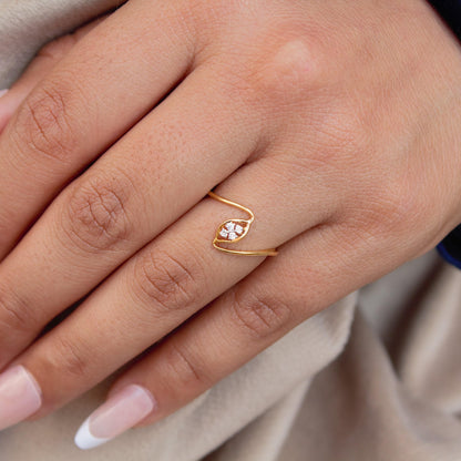 H - I Color SI Clarity Natural Diamond Ring, 5 US Gold Diamond Ring, 18K Solid Gold Jewelry, 1.28Gram Diamond Gold Ring for Anniversary Gift