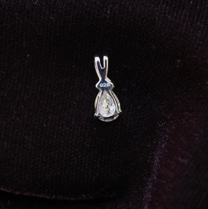 Teardrop Prong Set Moissanite Pendant, 925 Sterling Silver Handmade Pendant, Pear Cut Pendant for Chain, Minimalist Pendant for Bridesmaids