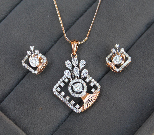 18k Rose Gold Lightweight Jewelry Set, iGi Certified Diamond Jewelry, Beautiful HI Color VS-SI Clarity Natural Diamond, Designer Diamond Set