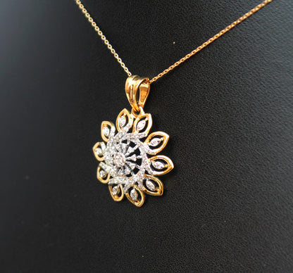 18K Solid Yellow Gold Real Diamond Jewelry Set, IGI Certified Diamond Necklace and Earrings, Floral Design Jewelry for Women, Ready to Ship