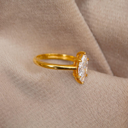 14K Solid Yellow Gold Lab Diamond Ring, 5.5 US Lab Grown Diamond Ring For Gift, Single Diamond Six Prong Setting Lab Diamond Ring For Wife