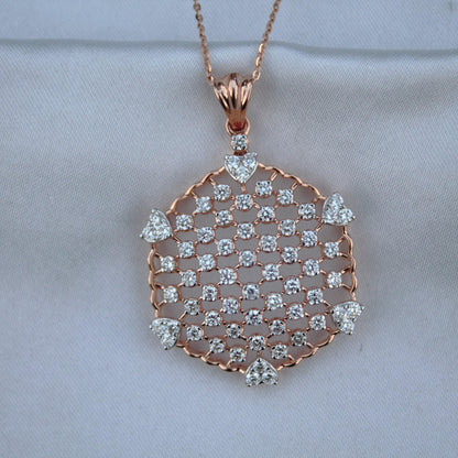 GH Color VS-SI Clarity Natural Diamonds, Beautiful Natural Diamond Necklace Earring Set, 18k Rose Gold Jewelry Set With igi Certificate