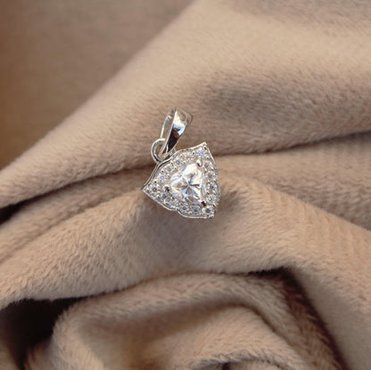 925 Sterling Silver Moissanite Trillion Cut Pendant, Silver Tiny Charm Pendant for Chain, Minimalist Pendant, Stunning Jewelry Gift for Her