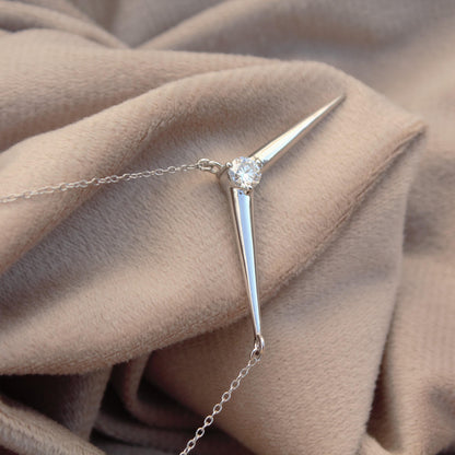 Moissanite Single Stone Necklace, Delicate Moissanite Necklace With 925 Stamped, Lightweight Silver Necklace Birthday Gift for Daughter