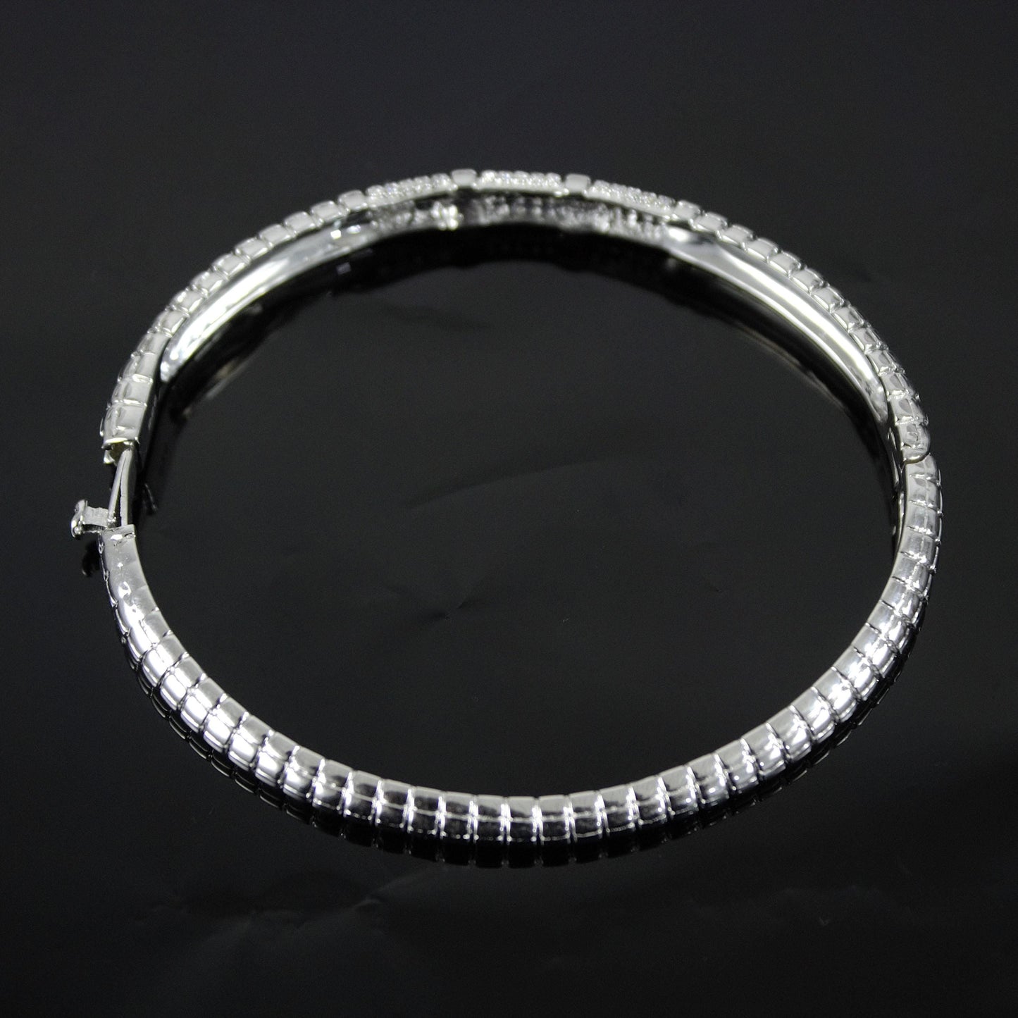 Moissanite Silver Bangle Bracelet For Engagement Gift, 925 Sterling Silver Bracelet Bangle, Delicate Hinged Bracelet,Station Bangle Bracelet