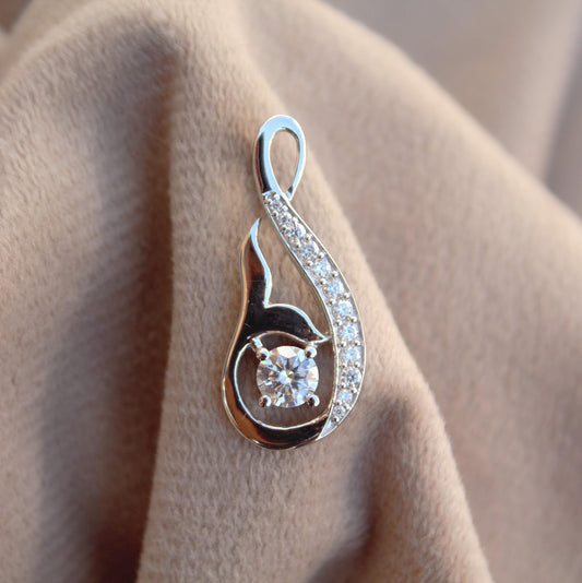 Moissanite Round Cut Stone Pendant, Silver Dainty Pendant for Her, Colorless Moissanite Jewelry Gift for Her, Women's Charm Pendant