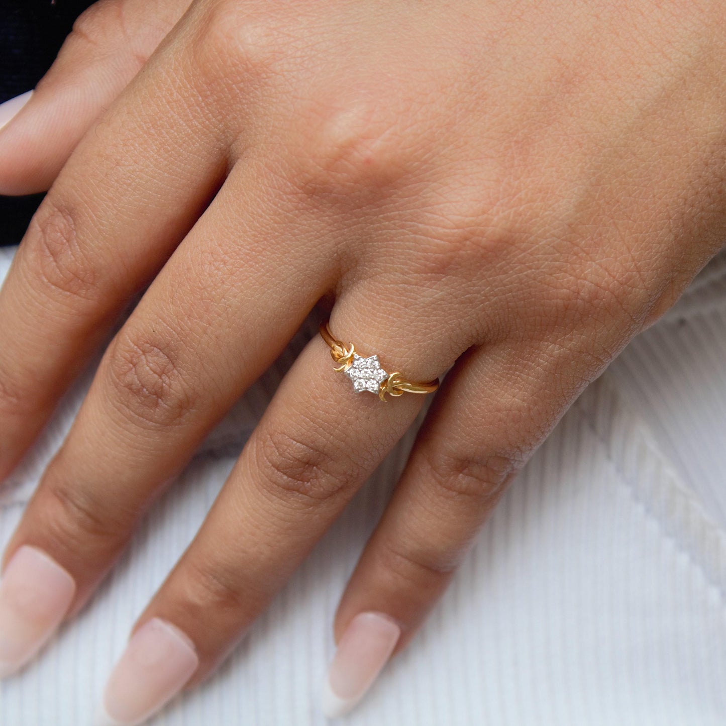 1.22 Gram 18K Solid Gold Ring, Natural Diamond Gold Jewelry, IGI Certified Diamond Jewelry, Half Cut Diamond Moon Ring For Special One