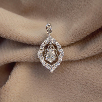 Minimalist Silver Charm Pendant, Moissanite Solitaire Halo Pendant, 925 Sterling Silver Pendant, Dainty Moissanite Pendant Gift for Women