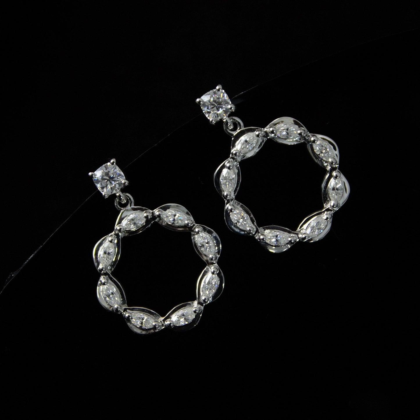 White Moissanite Stud Hoop Earrings, 925 Sterling Silver Hoop Earrings for Women, Statement Moissanite Jewelry, Anniversary Gift for Wife