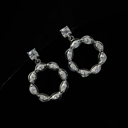 White Moissanite Stud Hoop Earrings, 925 Sterling Silver Hoop Earrings for Women, Statement Moissanite Jewelry, Anniversary Gift for Wife