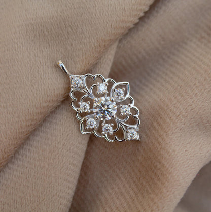 Moissanite 925 Sterling Silver Designer Pendant, Moissanite Jewelry For Her, Minimalist Charm Pendant, Tiny Pendant, Wedding Gift for Bride