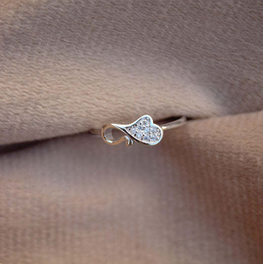 925 Sterling Silver Heart Ring, Cubic Zirconia Ring, Art Deco Style Silver Minimalist Ring for Women, Vintage Ring, Trendy Gift Idea for Her
