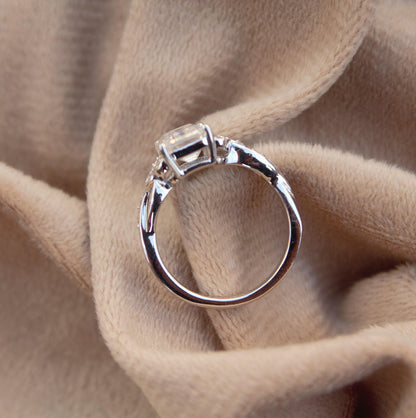 Moissanite Emerald Cut Elegant Ring, Minimalist Silver Ring, 925 Sterling Silver Ring, Anniversary Ring, Solitaire Prong Set Ring for Wife