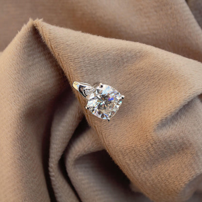 Solitaire Moissanite Prong Set Pendant, White Cushion Cut Moissanite Pendant, Gorgeous Women Charm Pendant, 925 Sterling Silver Jewelry