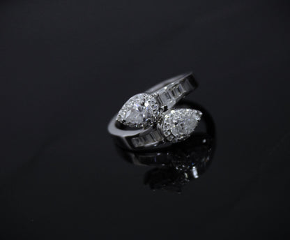 Pear Cut Moissanite Engagement Ring for Bride, 925 Sterling Silver Wedding Ring, Classic Anniversary Ring, Vintage Style Silver Ring US 6.5