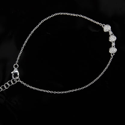 Moissanite Link Chain Bracelet in 925 Sterling Silver, Adjustable Bracelet For Girls, Silver Dainty Bracelet, Graduation Gift for Daughter