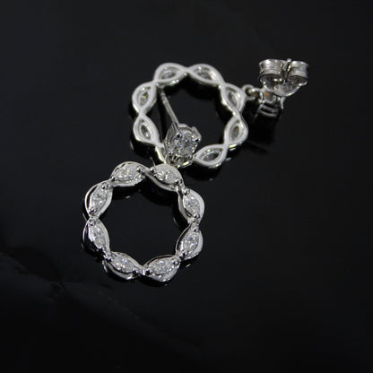 White Moissanite Stud Hoop Earrings, 925 Sterling Silver Hoop Earrings for Women, Statement Moissanite Jewelry, Anniversary Gift for Wife