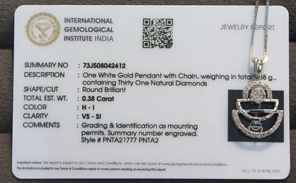 Minimalist Pendant with Chain and Studs, Dainty Real Gold Diamond Necklace & Earrings, 18k Solid White Gold Necklace Earring Combo Set