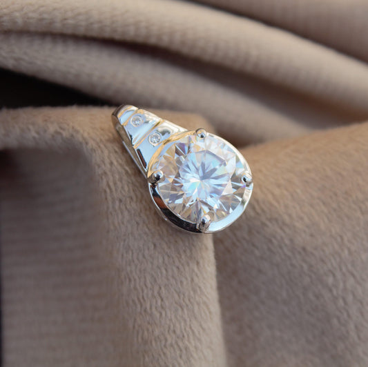 Round Moissanite Prong Set Solitaire Pendant, 925 Sterling Silver Jewelry, Everyday Wear Pendant, Perfect Anniversary Pendant, Ready to Ship