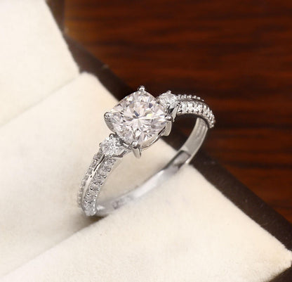 FG Color VVS/VS Clarity Diamond Ring, Cushion Cut Lab Grown Diamond Ring, Designer Gold Ring for Bride, Minimalist Ring, Solid Gold Ring