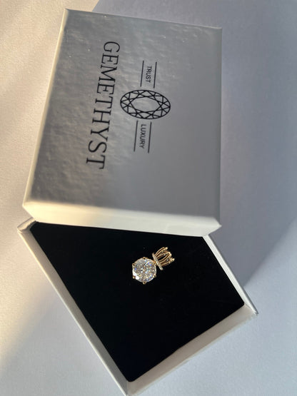 Portuguese Cut Simulated Diamond Pendant, Solitaire Pendant, Minimalist Pendant, Round Shape Pendant, Dainty Gold Pendant for Bridesmaids