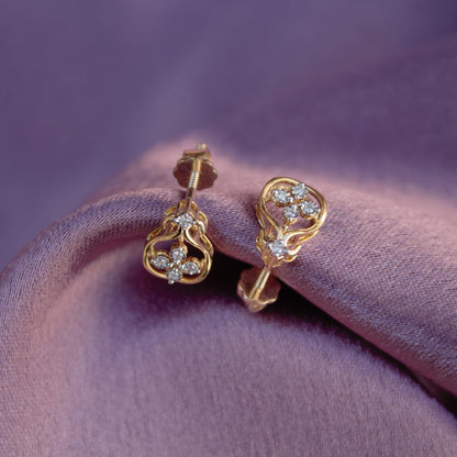 0.05 Carat Natural Diamond Stud Earrings, IGI Certified Diamond Jewelry, Screw Back Gold Stud Earrings, 18K Solid Gold Earrings for Her