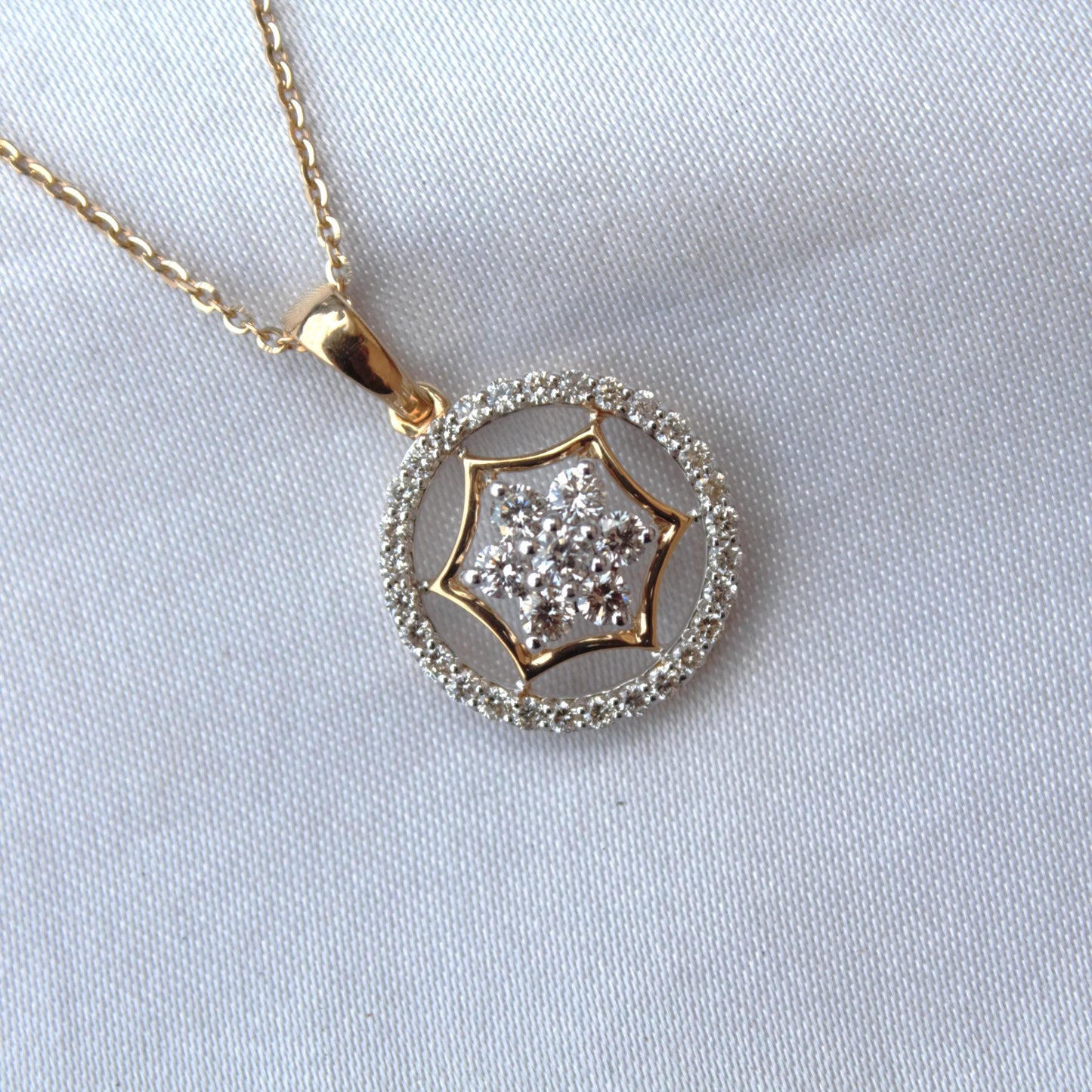 Lightweight Pendant with Chain, IGI Certified Diamond Jewelry, Star Shape Diamond Pendant, Yellow Gold Diamond Pendant Gift for Daughter