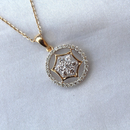 Lightweight Pendant with Chain, IGI Certified Diamond Jewelry, Star Shape Diamond Pendant, Yellow Gold Diamond Pendant Gift for Daughter