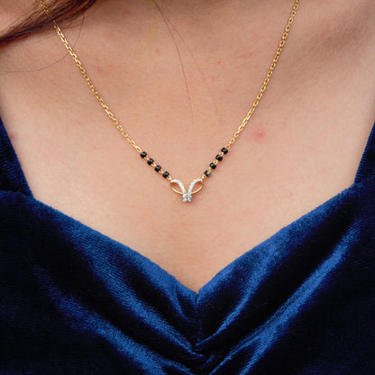 14K Solid Gold Mangalsutra, 0.07 Carat Natural Diamond Mangalsutra For Wedding, Designer Lightweight Diamond Mangalsutra, Minimalist Jewelry