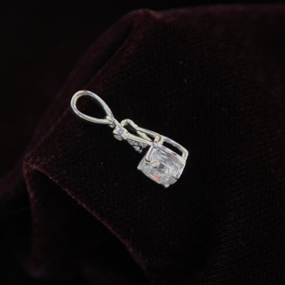 Minimalist Cushion Cut Moissanite Bridesmaids Pendant, Solid 925 Sterling Silver Pendant for Her, Dainty Silver Pendant, Tiny Charm Pendant