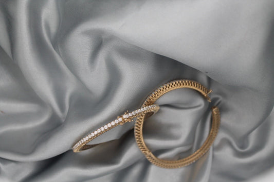 Openable Gold Bangles- Lab Grown Diamond Bracelet- 10K/ 14K/ 18K Gold Bangles- Daily Wear Diamond Bangle Set For Women- Gift For Wife