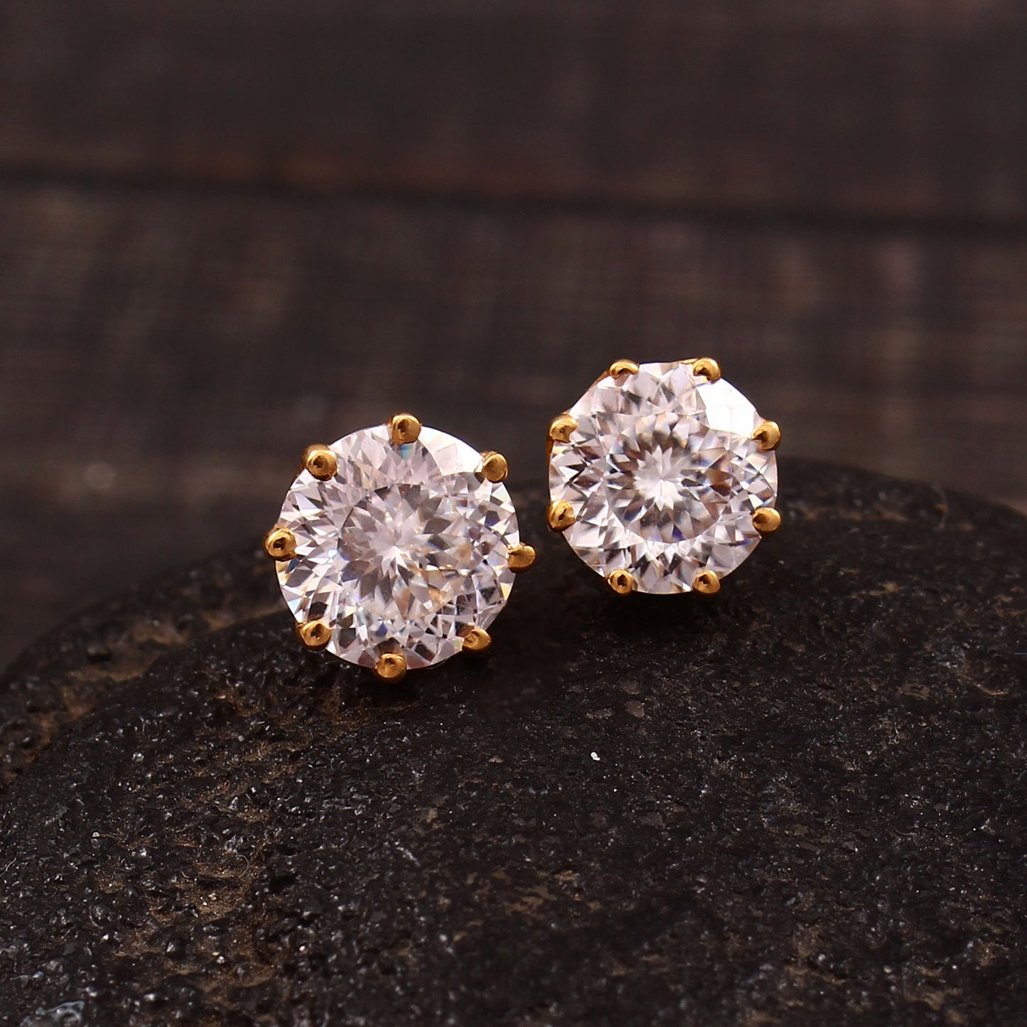 Yellow Gold Stud Earrings, H & A Brilliant Cut Moissanite Stud Earrings, Push Back Unisex Earrings, Elegant Jewelry, Ethnic Stud Earrings