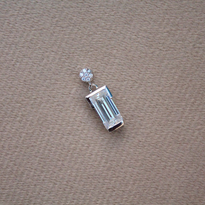 Sterling Silver Moissanite Baguette Pendant, Brilliant Cut Silver Jewelry, Minimalist Moissanite Pendant – 925 Sterling Silver Charm Gift