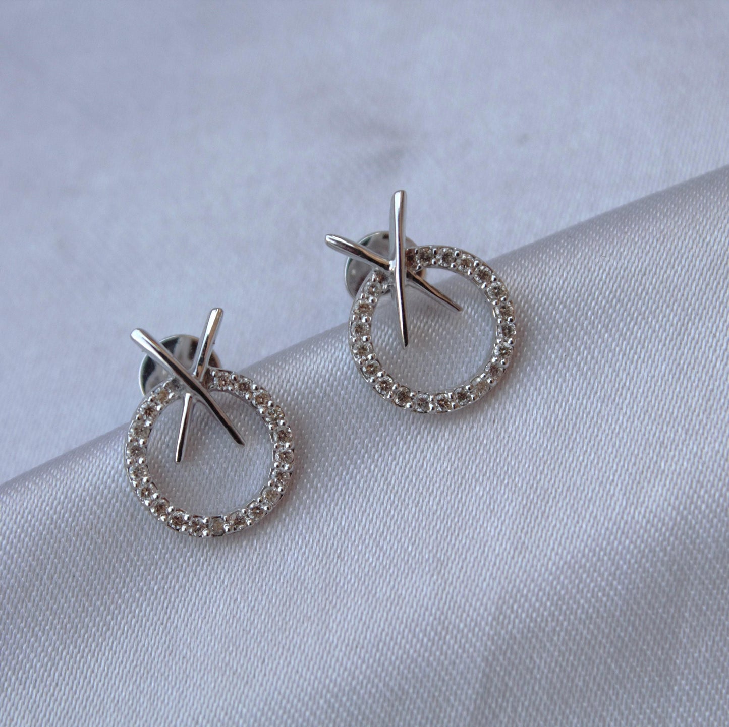 Minimalist Real Diamond Necklace Earring Set, 18k White Gold Jewelry Set, Gold Chain Pendant with Stud Earrings, Perfect Engagement Jewelry