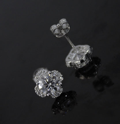 Round Cut Moissanite Stud Earrings, Minimalist Silver Stud Earrings, Dainty Silver Earrings, 925 Sterling Silver Studs, Anniversary Gift