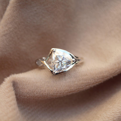 Solitaire Trillion Cut Moissanite Ring, Statement Silver Ring, 925 Sterling Silver Ring for Women, Wedding Bridal Ring, Promise Ring for Her